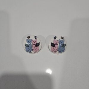 Vintage Angel Cat Earrings